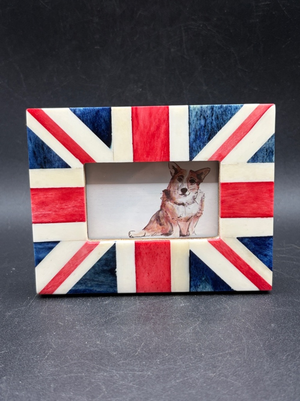 Anthropologie Union Jack Red White Blue Bone Picture Photo Frame Home Decor